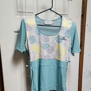 Adidas By Stella McCartney Teal and Yellow Floral Top